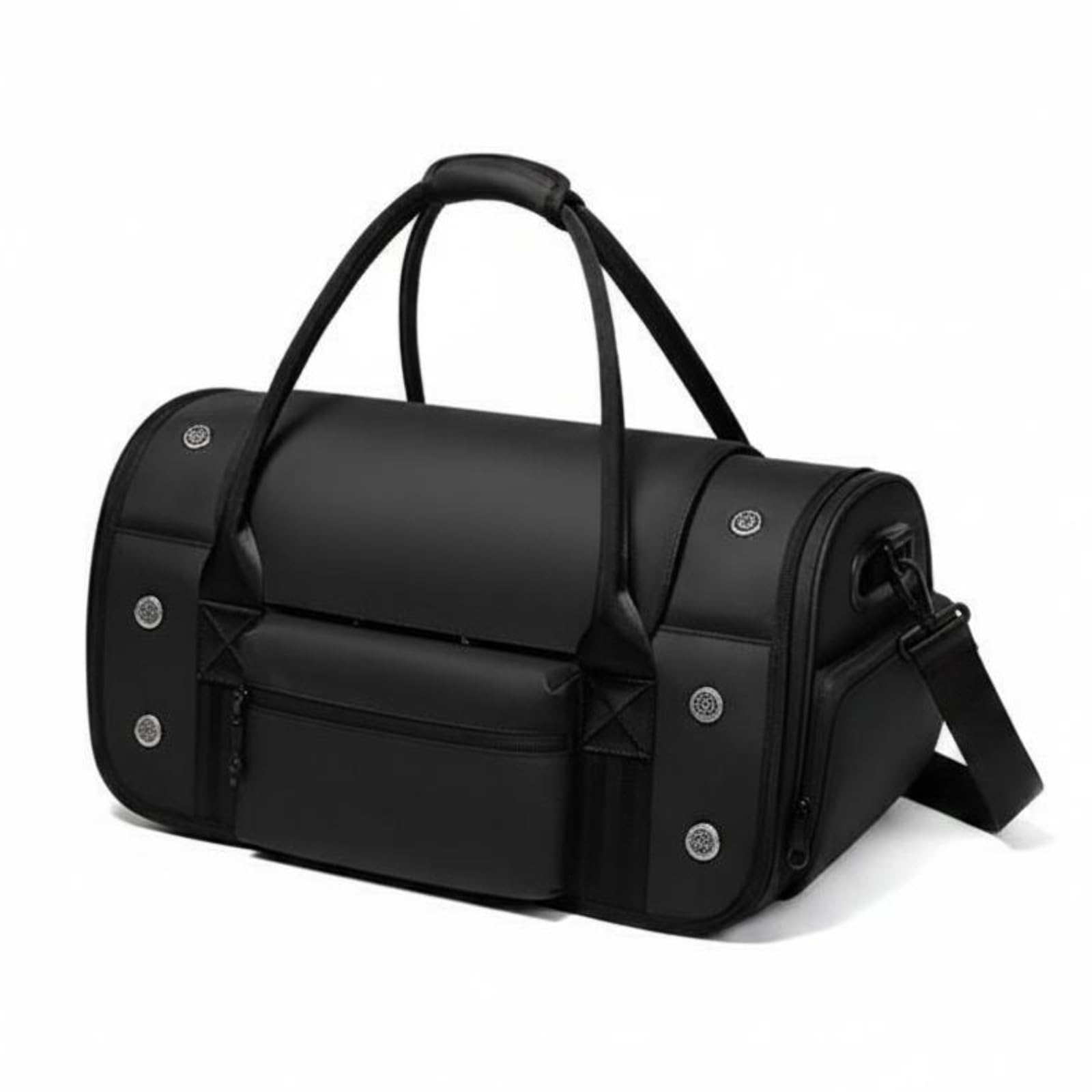 Transportín para Mascotas Portátil Bolsa para Gatos y Perros Pequeños Portador Plegable Diseño Compacto Ventilación Mejorada con Malla Tejido Oxford, Negro, 20 Pulgadas