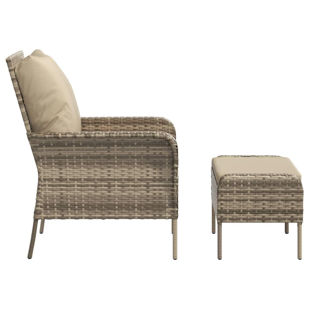vidaXL Poltrona da Giardino con Poggiapiedi Polyrattan Marrone Chiaro