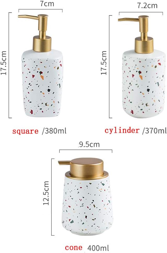 Nordic Style White Ceramic Hand Soap Dispenser, Decorative Liquid Soap & Lotion Dispenser Hand Soap Dispenser, for Kitchen or Bathroom Countertops (Cylinder)