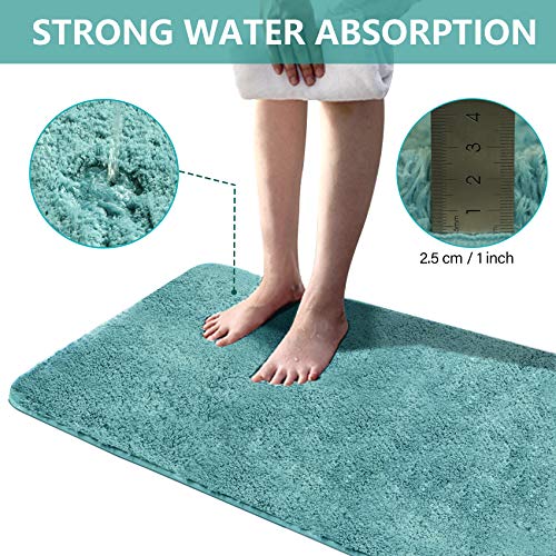 Tuddrom Microfiber Bathroom Rugs,Soft Absorbent Bath Rug,Non-Slip Machine Washable Mat For Bathroom,Tub,Shower(24X20 Inches,Blue) #TOP2