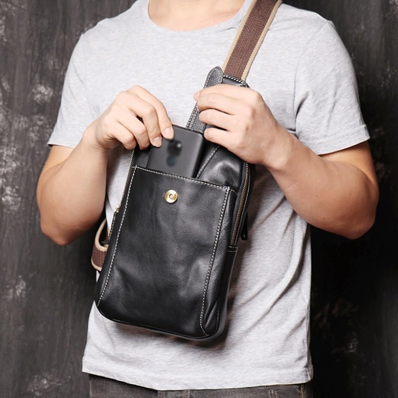 Men's Chest Bag Casual Small Shoulder Top Layer Cowhide Crossbody