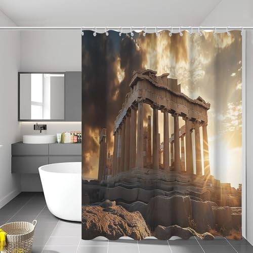 Rideau de douche île temple en tissu polyester imperméable 150x180cm - 2