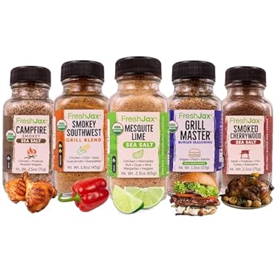 FreshJax Smoked Seasoning Gift Set | 5 Sampler Sized Organic Smoked Spices | Grilling Gifts for Men, Dads, Father | BBQ Grill Spices and Rubs Gift Set Packed in a Giftable Box