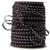 May Arts 3/16-Inch Wide Ribbon, Black with White Stitched Center