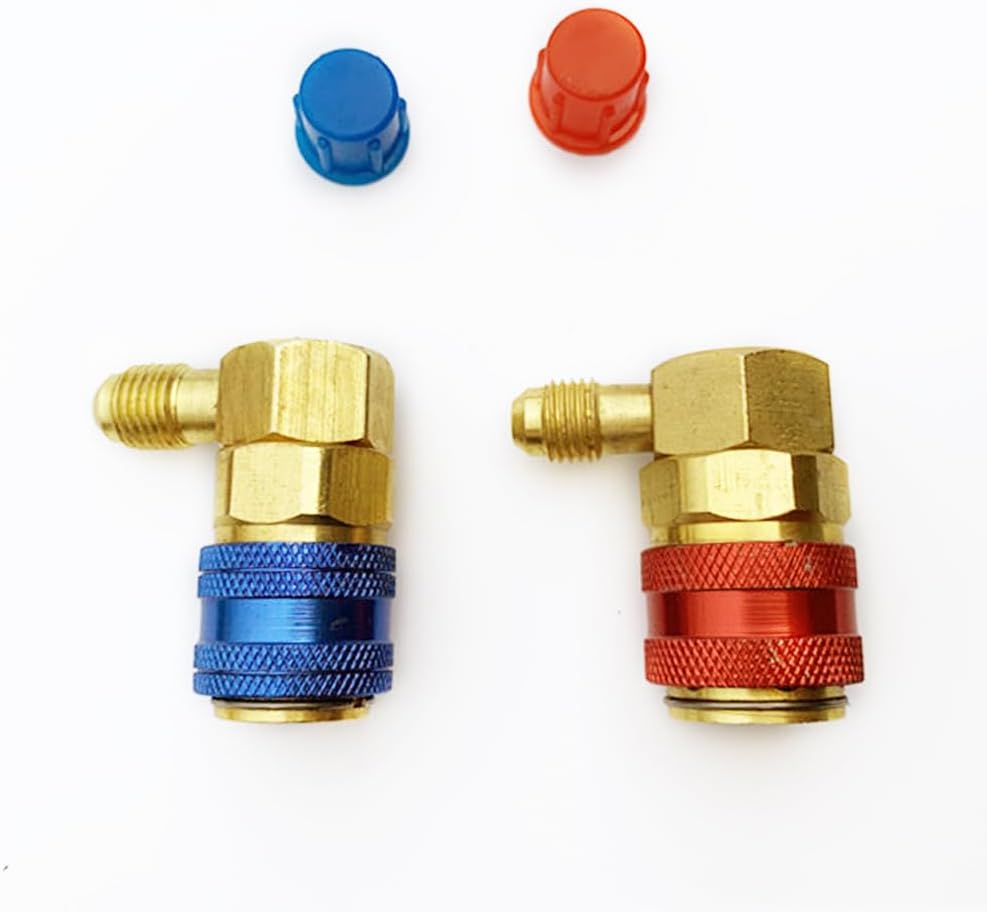 R134a AC Quick Coupler Adapters 1/4" SAE Male Flare High Low Freon Manifold Gauge Hose Conversion Kit for Automotive HVAC AC System L-Style