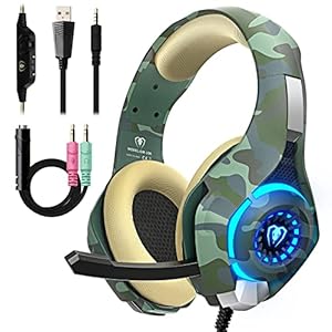 Gaming Headset voor PS4 PS5 PC Xbox One, PS4 Headset met Microfoon 3D Surround Sound Hoofdtelefoon Ruisonderdrukking LED Lichten