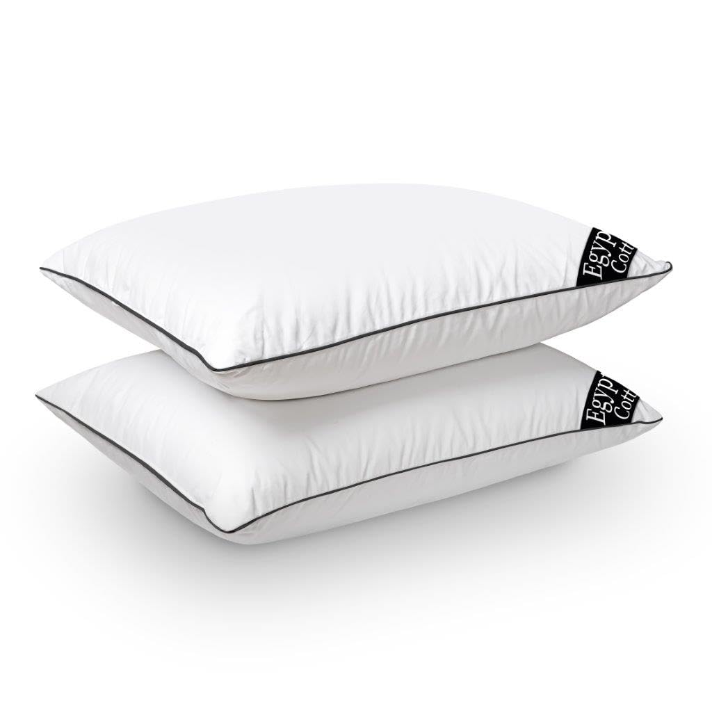 Artistic Fashionista Limited Premium Royal 100% Egyptian Cotton Hypoallergenic Breathable Pillows, Hotel Quality Pillows for Back, Stomach and Side Sleepers Bed Pillow (Pack of 2) (Black)