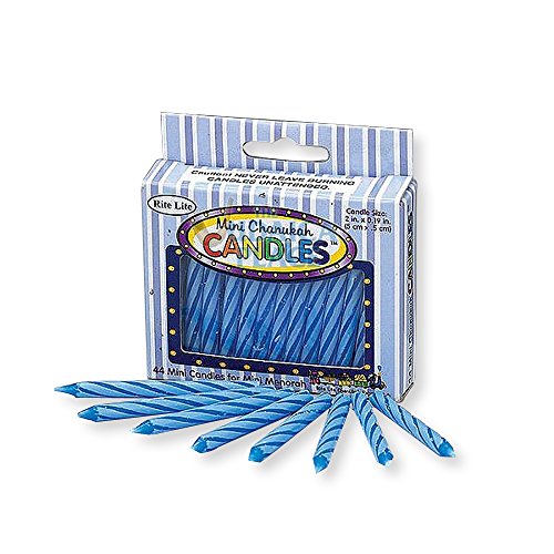 Judaica Place Mini Candles 44 Pack - Blue and White Spiral Design