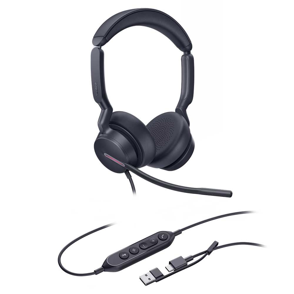 Yealink UH46 Dual USB Wired Headset con adattatore USB-C/A, variante Teams