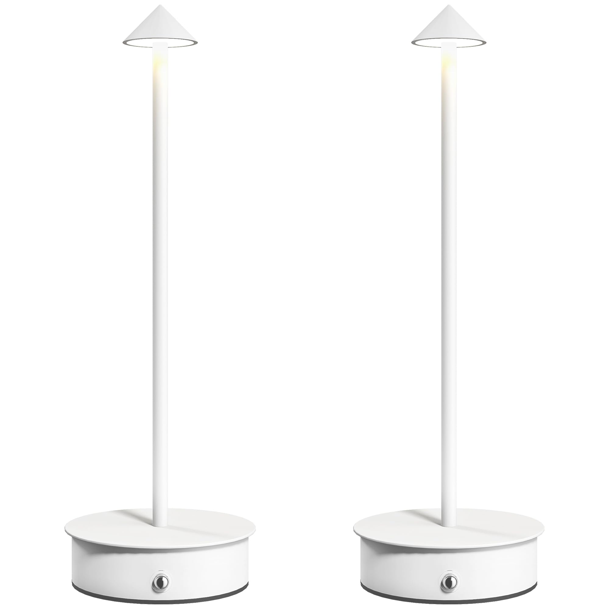 HOMCOM Juego de 2 Lámparas de Mesa Recargables por USB, Lámparas de Mesita de Noche Regulables con Control Táctil, 3000K/4500K/6000K, Luz LED Incluida, para Dormitorio, Salón u Oficina, Blanco