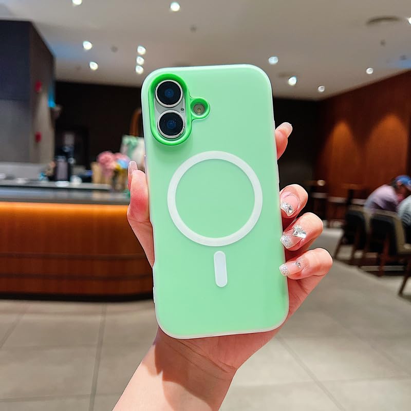 Image of LuxuryKase Magnetic Silicone Candy Case for iPhone 17 | MagSafe Compatible | Slim Protective Case | Lightweight & Flexible | Wireless Charging | Soft Matte Finish - Green