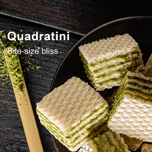 Image of Loacker Quadratini Matcha Green Tea Wafer Cookies, 30% Less Sugar, 6-Pack