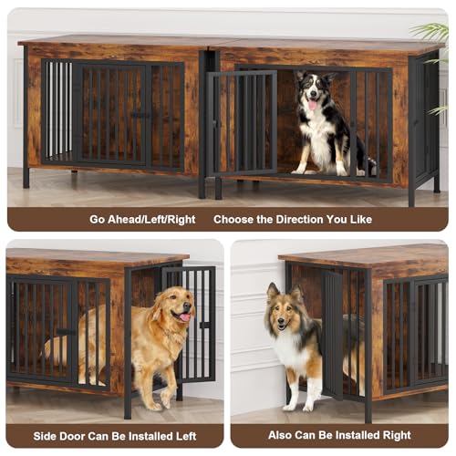 EasyCom-3996-XL-Wooden-Large-Dog-Crate-Furniture-for-Medium-and-Large-Breed-Chew-Resistant-Dog-Kennel-Furniture-Indoor-with-2-Doors-and-394-Raised-Feet-as-TV-Stand-End-Table-Crate-Table EasyCom 3996 XL Wooden Large Dog Crate Furniture for Medium and Large Breed Chew Resistant Dog Kennel Furniture Indoor with 2 Doors and 394 Raised Feet as TV Stand End Table Crate Table