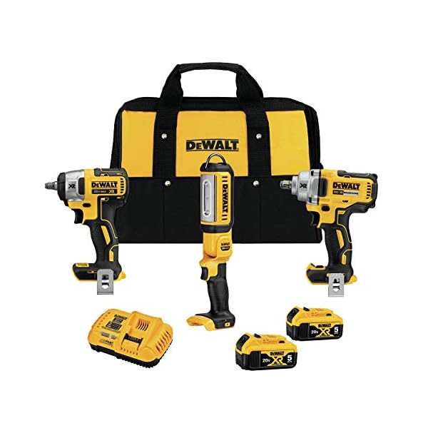 DEWALT 20V MAX XR Impact Wrench Combo Kit, 1/2Inch & 3/8Inch with LED