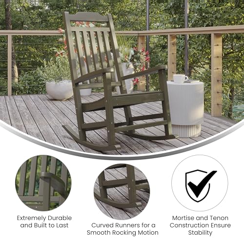 Image of Flash Furniture Winston All-Weather Poly Resin Rocking Chair in Mahogany