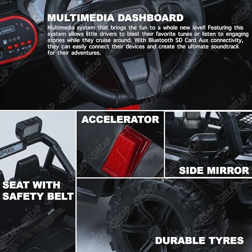SRECAP Battery Operated 4X4 Big Size Jeep 12V Battery Jeep Battery Operated Ride On - Black, kids - Image 4