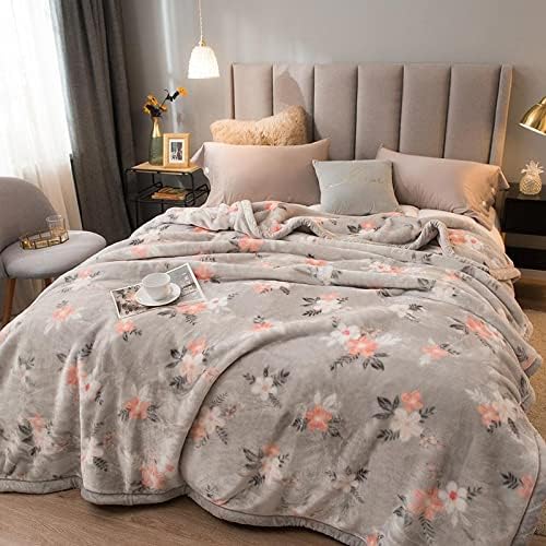 Korean Mink Blanket Plush Blanket Twin Size 60 x 80 ,5 Pounds Heavy Fleece Cherry Blossom Pink Blanket Silky Soft Warm 2 Color 60x80Inches