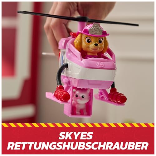 PAW PATROL – Fire Rescue Skyes Rettungshubschrauber mit Rettungsklaue und Skye Figur, Spielzeug für Kinder ab 3 Jahren