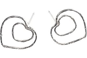 Aretes pequeños de corazón doble en plata de ley para mujer, adolescentes...