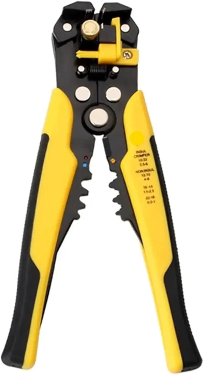 1Pcs Wire Stripping Multifunctional Pliers For Cable Cut CrimpTerminal High Precision Automatic Hand Tool Crimper Cable Cutter (Color : Orange)