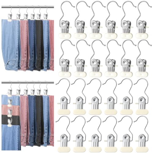 60pcs Heavy Duty Jeans Hangers,Pants Hangers with Clip, Space Saving Legging Organizer for Closet...