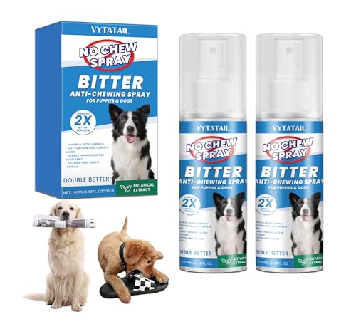 VYTATAIL 2-Pack 2-in-1 Bitter Apple Spray for Dogs: No Chew Deterrent & Hot Spot Relief, Stops Chewing Furniture & Licking, Natural Alcohol-Free Formula (3.38 fl oz)