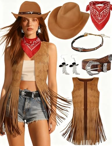 Western Outfits for Women Cowgirl Costume Women Fringe Vest Sleev...