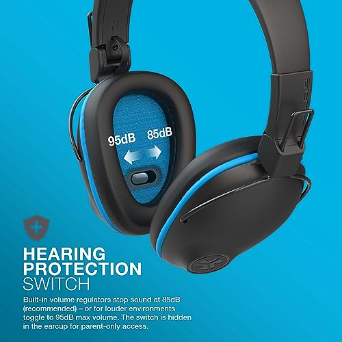 Image of JLab JBuddies Pro Wireless Over-Ear Kids Headphones, 35+ Hour Battery Life, Built-in Volume Regulators for Safety, Share Mode, Folding, Adjustable, Noise Isolation, with Mic, Blue