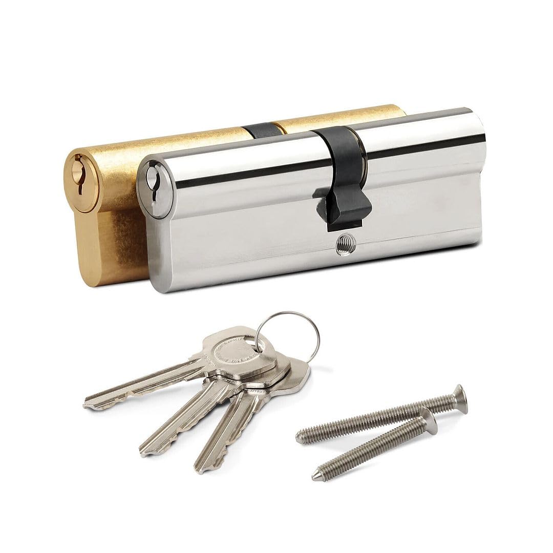 Door Lock Cylinder 6 Pin Euro Barrel Anti-Drill Patio Front Caravan UPVC 6 Pin, 60/40 Nickel, Regular Pair