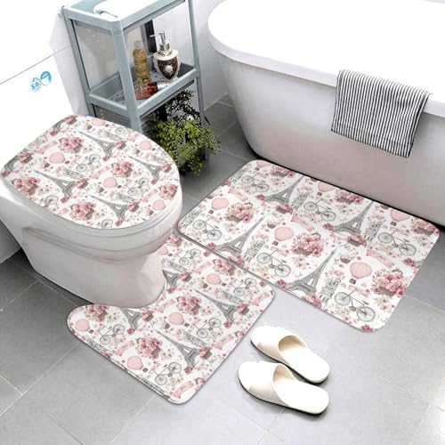 Tapis de salle de bain antidérapants roses doux absorbants pour WC - 2