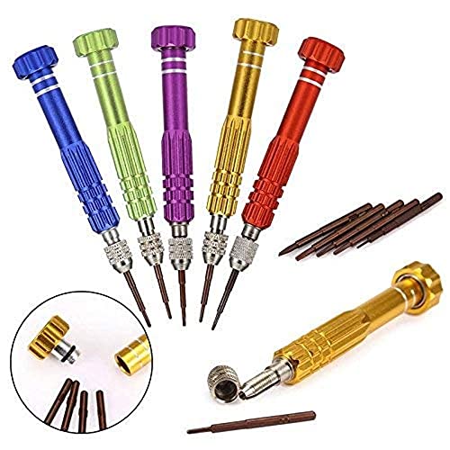Image of Diy Crafts 5 in 1 Multi-Magnetic Screwdriver Set, Titanium Alloy, Precision Repair Tool Kit for iPhone Samsung Galaxy, Multicolor