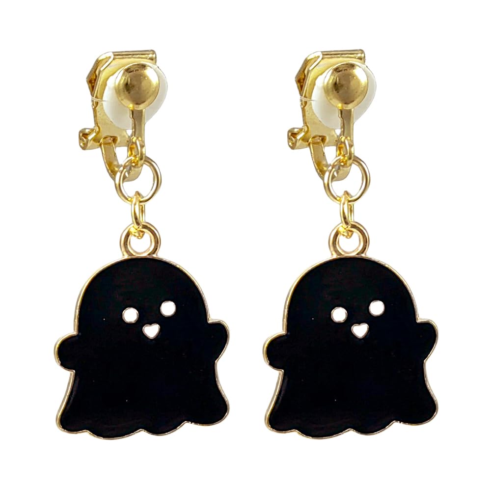Clip On Halloween Earrings for Women Cute Gothic Punk Vintage Dangle Drop Clip-on Fall Earrings Ghost Pumpkin Bat Non Piercing Earrings Jewelry Set