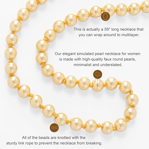 BABEYOND Long Pearl Necklace Faux Pearls Necklace Set 1920s Costume jewelny - Thumbnail 3