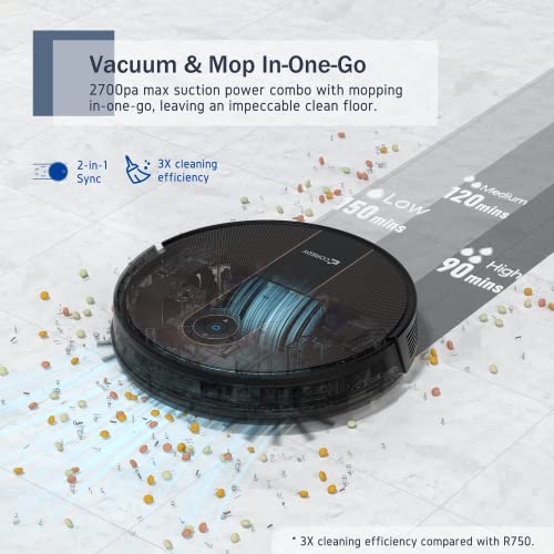 Coredy Robot aspirador R750, compatible con Alexa, sistema de mop