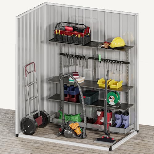 Image of DWVO 5x3ft Outdoor Storage Shed, Weatherproof Tool Shed w /Locking Entry & Ventilation for Grass Cutter, Bike, Equipment, Courtyard, Garden (Dark Gray)