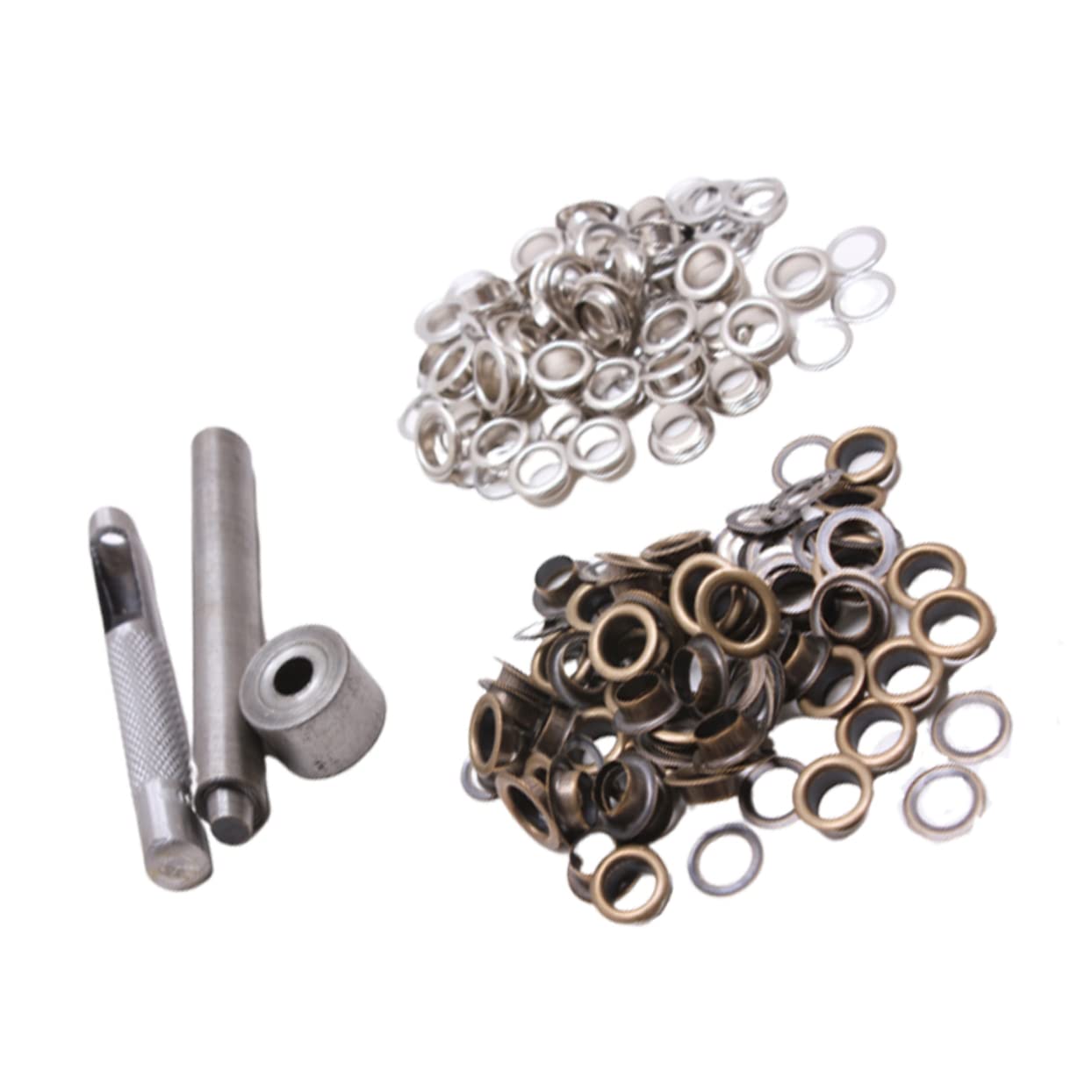 Lurrose 300sets Grommet Ottone Sturdy Con Strumenti Kit Di Chiusura Per Abbigliamento e Crafting Argento Antico Per Tende e Progetti Fai Da Te