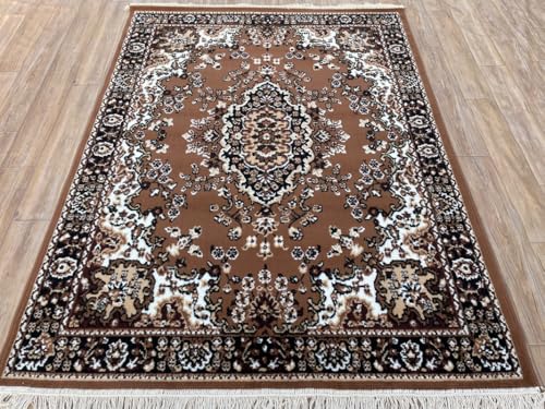 Image of TTC THREAD & TEXTURE CARPET Traditional Comfort: Power-Loomed Carpets for Living Room- Every Space Area Rug Color Gold Size 7x10 Feet (210x300cm)