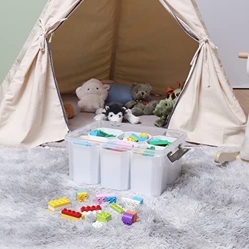 Citylife 17 Qt Plastic Storage Bins With 6 Detachable Inserts Clear Storage Box With Lids Multipurpose Stackable Storage Containers For Organizing Tool, Craft, Lego, Crayon #TOP4