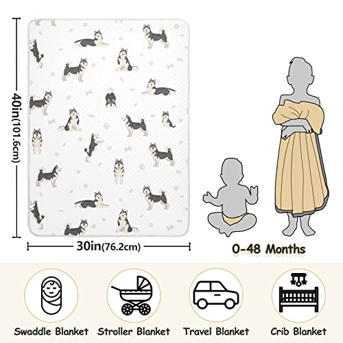 Image of Cotton Dog Swaddle Blanket for Infants, Lightweight Soft Swaddling Blanket for Crib, Stroller, Receiver, Puppy, 30x40 in