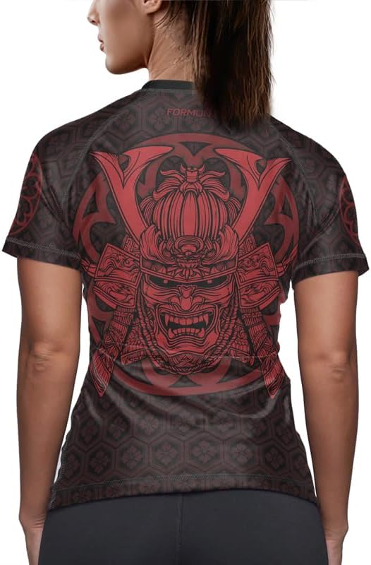 FORMONIES Samurai Women’s Rash Guard Short Sleeve – BJJ MMA Base Layer Compression Shirt for Grappling & No-Gi
