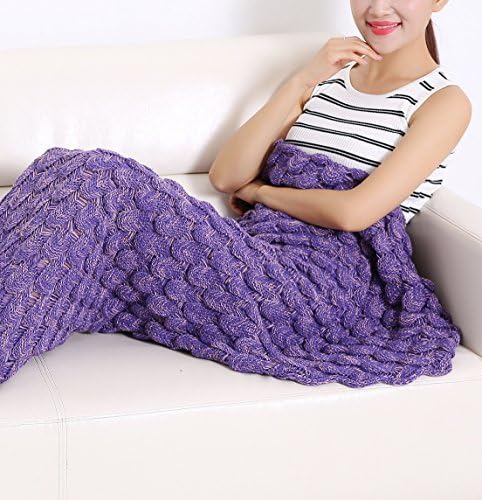 FADFAY Mermaid Tail Blanket Sleeping Throws 27.5''*55''New Purple