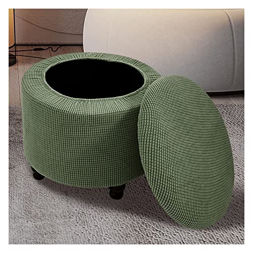 Xmayods Round Storage Ottoman Covers 2 Piece Stool Slipcover Polyester Footstool Protector Covers Stretch With Elastic Bottom Feature Textured Machine Washable Jacquard Fabric (Color : #9) #TOP2
