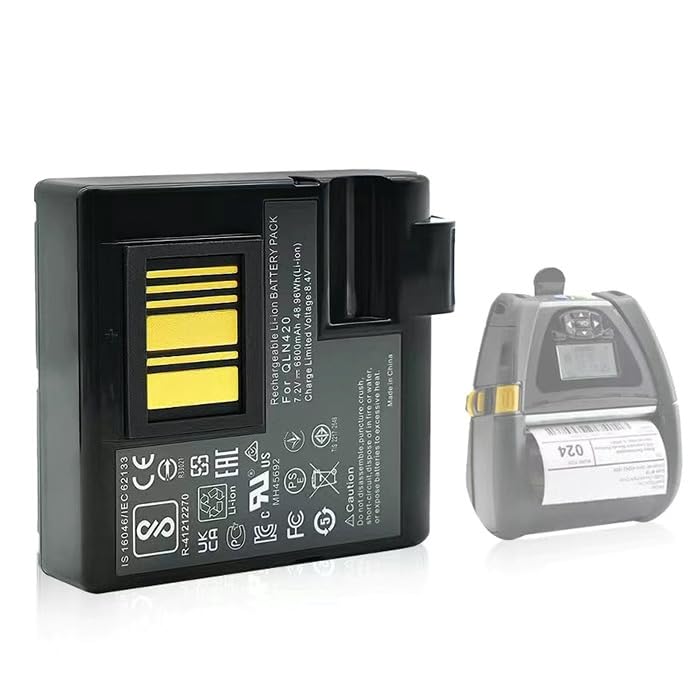 Cameron   Batteria Sino per Zebra QLN420, ZQ630 PN: Zebra BTRY MPP 68MA1 01, P1040687, P1050667 016, 5200 mAh / 38,48 Wh