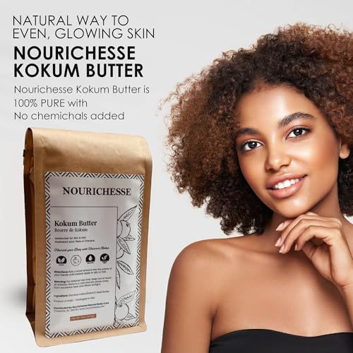 Nourichesse Kokum Butter - 1 LB (16oz) Block. Pure Butter, Great Moisturizer for Skin and Hair. Use in DIY Soap, Balm, and Cream