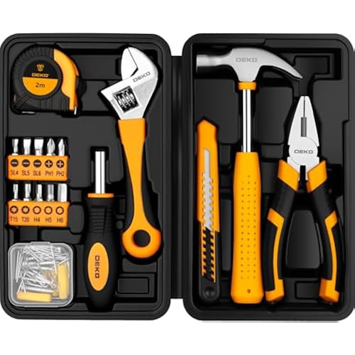 DEKOPRO 86PCS Tool Set Household DIY Tool Kit with Storage Toolbox, Small Compact Hand Tool Box Set for Home Use, DIY, Apartment, Office & Home Repair, Orange