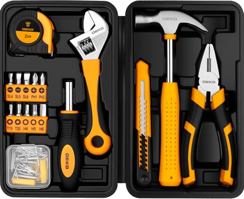 DEKOPRO 86PCS Tool Set Household DIY Tool Kit with Storage Toolbox, Small Compact Hand Tool Box Set for Home Use, DIY, Apartment, Office & Home Repair, Orange