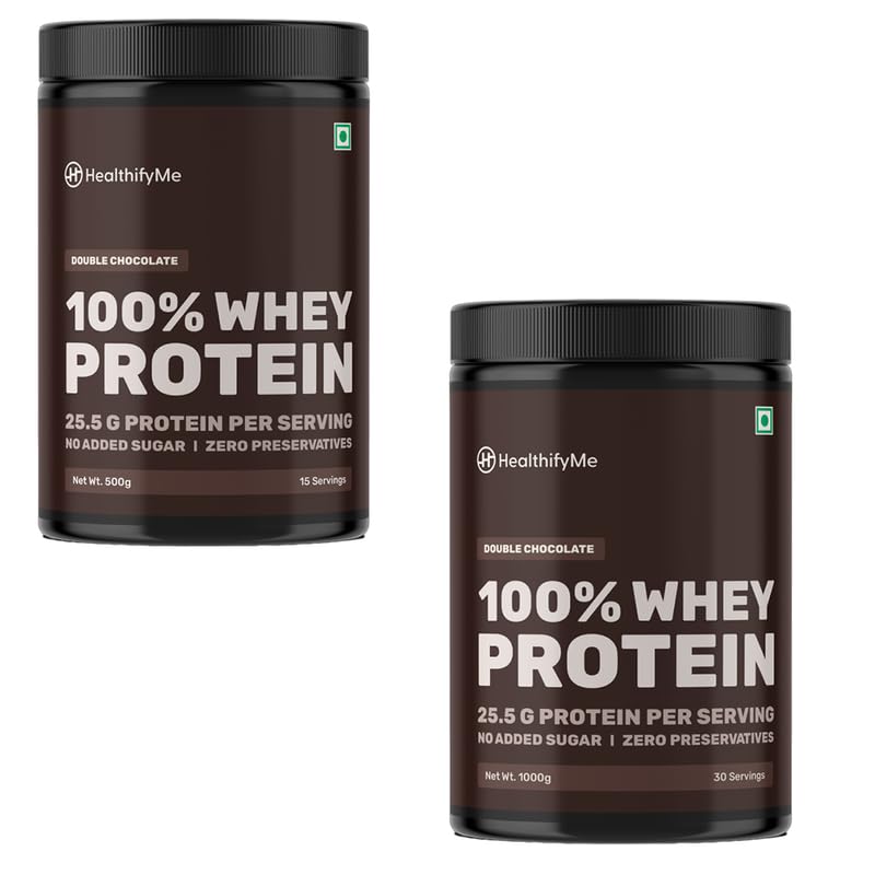 HealthifyMe 100% Whey Protein Powder Combo- 500 GM & 1000 GM | Primary Source Whey Protein Isolate & Concentrate Blend, With Digestive Enzymes, No Added Sugar or Artificial Sweeteners, Veg- Chocolate (B0CLRC1YHQ) Amazon Price History, Amazon Price Tracker