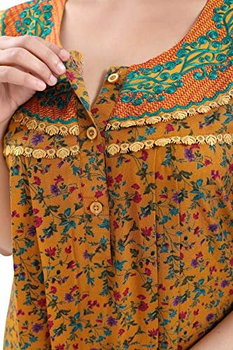 Image of Soulemo Women's Cotton, Rayon & Polyester Printed Maxi Nighty (Alpine) 861