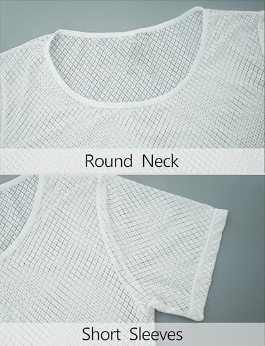 Men's Mesh Crop Top See Through Crop Top See Through Round Neck T Shirt Sexy Shiny Metallic Half Muscle Tee4
