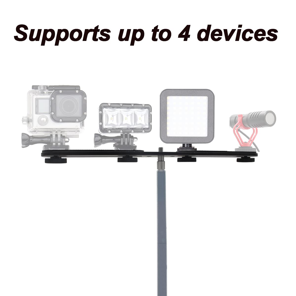 Staffa per treppiede doppia Speedlite da 30 cm, staffa per estensione flash, staffa per treppiede doppia da 8" per fotocamera, luce video LED, fotocamera DSLR, luce flash